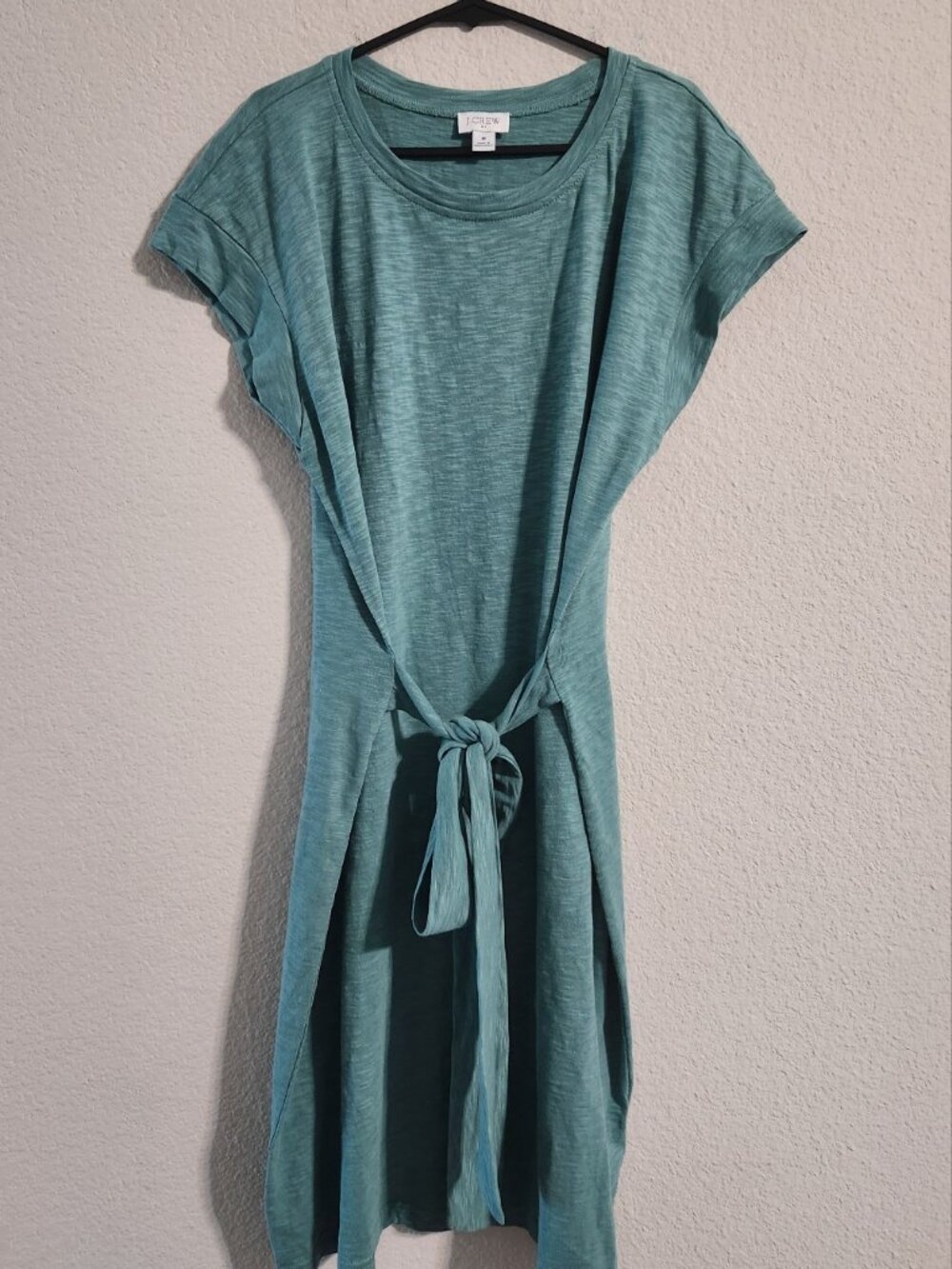 J. Crew Knit Tie-waist Mini T-shirt Dress Heather Green size medium Style CL193